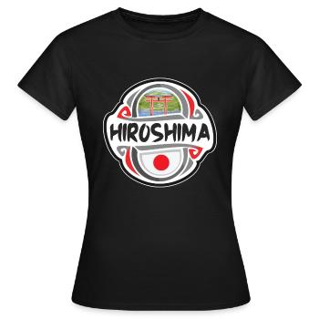 Hiroshima Japan Flagge Abzeichen Reise Souvenir Briefmarke - Frauen T-Shirt - Schwarz - Vorne - AI Model Female 172 dark (172cm)