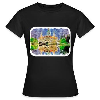 Dhaka Bangladesh Watercolor Sketch Drawn Illustrat - Women's T-Shirt - black - Front - AI Model Female 172 dark (172cm)
