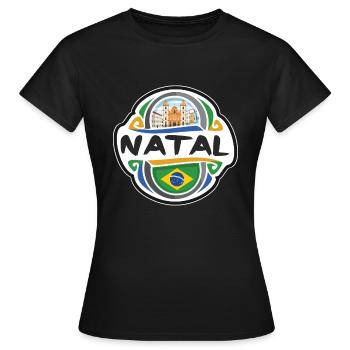 Natal Brasilien Flagge Abzeichen Reise Souvenir Stempel - Frauen T-Shirt - Schwarz - Vorne - AI Model Female 172 dark (172cm)