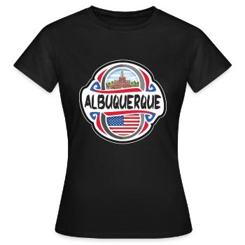Albuquerque USA Flagge Reisesouvenir - Frauen T-Shirt - Schwarz - Vorne - AI Model Female 172 dark (172cm)