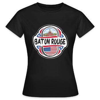 Baton Rouge USA Drapeau des États-Unis Souvenir de voyage - T-shirt Femme - noir - Devant - AI Model Female 172 dark (172cm)