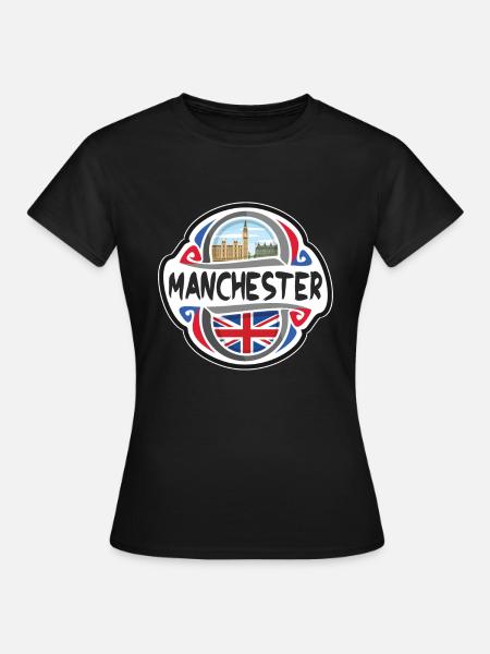 Manchester UK United Kingdom Flag Travel Souvenir - Women's T-Shirt - black