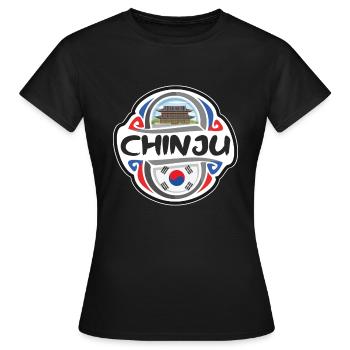 Chinju Südkorea Flagge Reise Souvenir Abzeichen Stam - Frauen T-Shirt - Schwarz - Vorne - AI Model Female 172 dark (172cm)