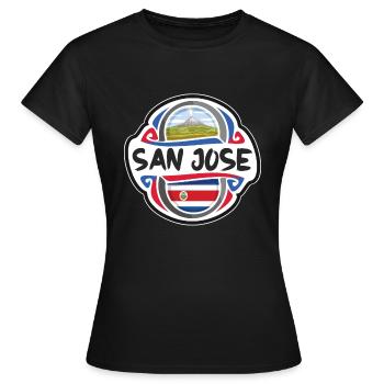 San Jose Costa Rica Flagge Reise Souvenir Abzeichen Sta - Frauen T-Shirt - Schwarz - Vorne - AI Model Female 172 dark (172cm)