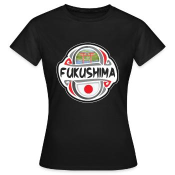 Fukushima Japon Drapeau Badge Souvenir de Voyage - T-shirt Femme - noir - Devant - AI Model Female 172 dark (172cm)