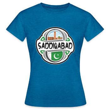 Saddiqabad Pakistan Flag Travel Souvenir Badge Sta - Women's T-Shirt - antique blue sapphire heather - Front - AI Model Female 172 dark (172cm)