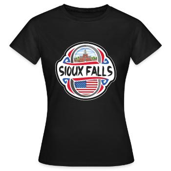 Sioux Falls USA Vereinigte Staaten Flagge Reisesouvenir - Frauen T-Shirt - Schwarz - Vorne - AI Model Female 172 dark (172cm)