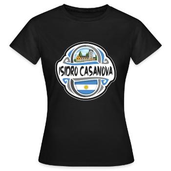 Isidro Casanova Argentine Drapeau Voyage Souvenir Bad - T-shirt Femme - noir - Devant - AI Model Female 172 dark (172cm)