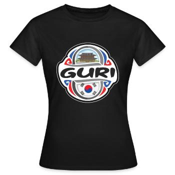 Guri Südkorea Flagge Abzeichen Reise Souvenir Briefmarke - Frauen T-Shirt - Schwarz - Vorne - AI Model Female 172 dark (172cm)