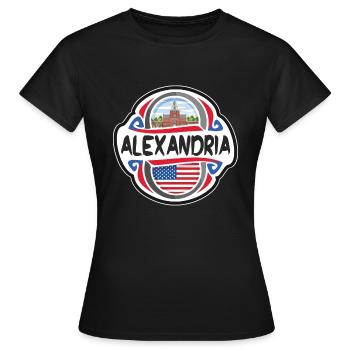 Alexandria USA Flagge Reisesouvenir - Frauen T-Shirt - Schwarz - Vorne - AI Model Female 172 dark (172cm)