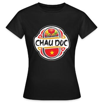 Chau Doc Vietnam Flag Badge Travel Souvenir Stamp - Women's T-Shirt - black - Front - AI Model Female 172 dark (172cm)