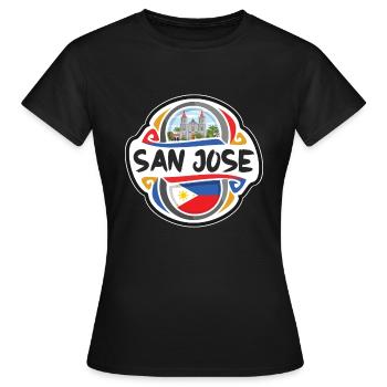 San Jose Philippinen Flagge Reise Souvenir Abzeichen St - Frauen T-Shirt - Schwarz - Vorne - AI Model Female 172 dark (172cm)