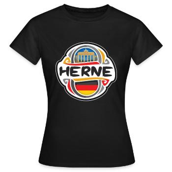 Herne Deutschland Flaggenabzeichen Reise Souvenir Briefmarke - Frauen T-Shirt - Schwarz - Vorne - AI Model Female 172 dark (172cm)