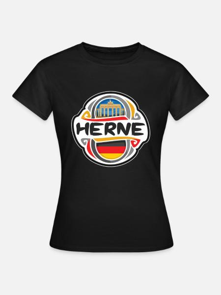 Herne Deutschland Flaggenabzeichen Reise Souvenir Briefmarke - Frauen T-Shirt - Schwarz