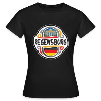 Ratisbonne Allemagne Drapeau Voyage Souvenir Badge Stam - T-shirt Femme - noir - Devant - AI Model Female 172 dark (172cm)