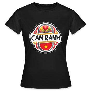 Cam Ranh Vietnam Drapeau Badge Voyage Souvenir Timbre - T-shirt Femme - noir - Devant - AI Model Female 172 dark (172cm)