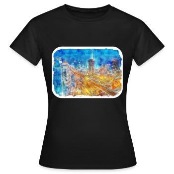 Peking China Aquarell Skizze Gemälde - Frauen T-Shirt - Schwarz - Vorne - AI Model Female 172 dark (172cm)