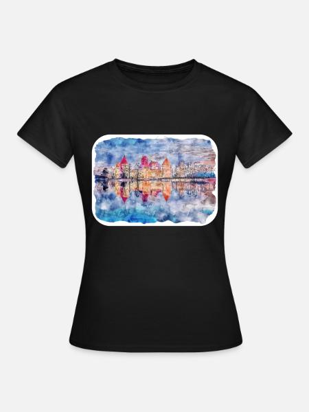 Illustration de l’esquisse à l’aquarelle de monument de Lituanie - T-shirt Femme - noir