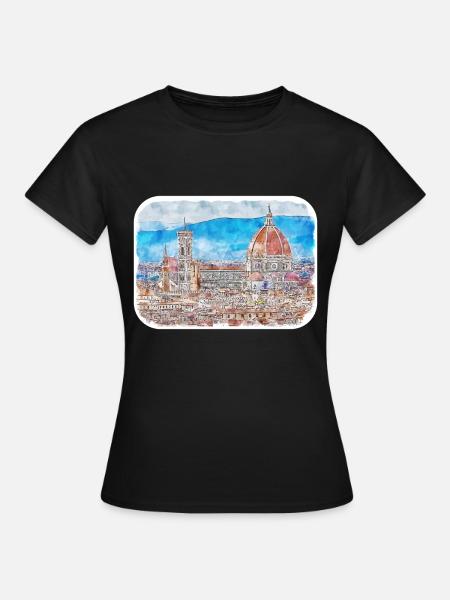 Firenze Italia akvarelliluonnos kuvitus - T-shirt dam - svart