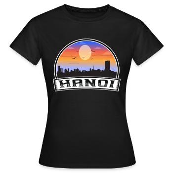 Hanoi Vietnam Skyline Vintage Sunset Travel Souven - T-shirt Femme - noir - Devant - AI Model Female 172 dark (172cm)