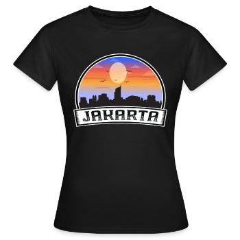 Jakarta Indonésie Skyline Vintage Sunset Travel So - T-shirt Femme - noir - Devant - AI Model Female 172 dark (172cm)