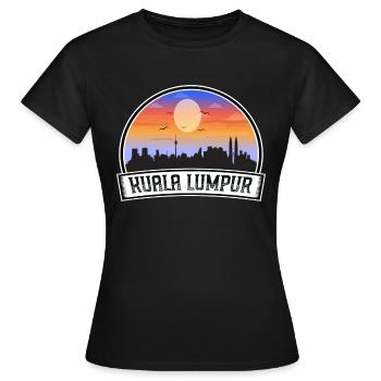 Kuala Lumpur Malaysia Skyline Vintage Sunset Trave - Frauen T-Shirt - Schwarz - Vorne - AI Model Female 172 dark (172cm)