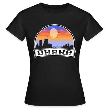 Dhaka Bangladesh Skyline Vintage Sunset Travel Sou - Women's T-Shirt - black - Front - AI Model Female 172 dark (172cm)