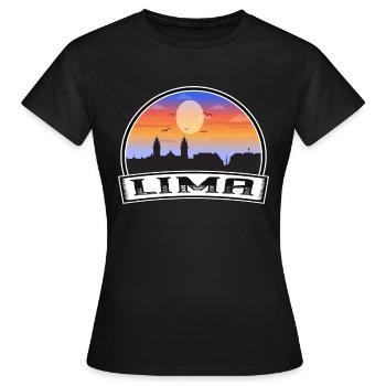 Lima Peru Skyline Vintage Sonnenuntergang Reise Souvenir - Frauen T-Shirt - Schwarz - Vorne - AI Model Female 172 dark (172cm)
