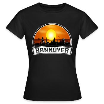 Hannover Deutschland Skyline Vintage Sunset Travel Sou - Frauen T-Shirt - Schwarz - Vorne - AI Model Female 172 dark (172cm)