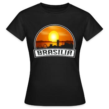 Brasilia Brazil Skyline Vintage Sunset Travel Souv - Women's T-Shirt - black - Front - AI Model Female 172 dark (172cm)