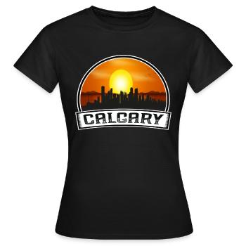 Calgary Kanada Skyline Vintage Sonnenuntergang Reise Souve - Frauen T-Shirt - Schwarz - Vorne - AI Model Female 172 dark (172cm)