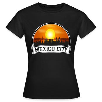 Mexiko-Stadt Mexiko Skyline Vintage Sunset Travel S - Frauen T-Shirt - Schwarz - Vorne - AI Model Female 172 dark (172cm)