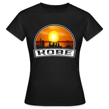 Kobe Japan Skyline Vintage Sonnenuntergang Reise Souvenir - Frauen T-Shirt - Schwarz - Vorne - AI Model Female 172 dark (172cm)