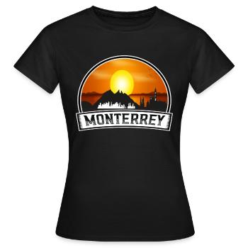 Monterrey Mexico Skyline Vintage Sunset Travel Sou - Women's T-Shirt - black - Front - AI Model Female 172 dark (172cm)