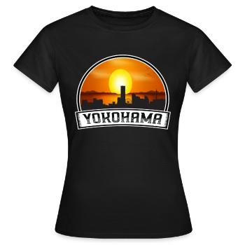 Yokohama Japon Skyline Vintage Sunset Travel Souve - T-shirt Femme - noir - Devant - AI Model Female 172 dark (172cm)