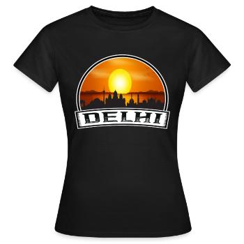 Delhi Inde Skyline Vintage Sunset Souvenir de voyage - T-shirt Femme - noir - Devant - AI Model Female 172 dark (172cm)