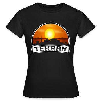 Teheran Iran Skyline Vintage Sonnenuntergang Reise Souvenir - Frauen T-Shirt - Schwarz - Vorne - AI Model Female 172 dark (172cm)