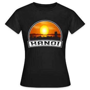 Hanoi Vietnam Skyline Vintage Sunset Travel Souven - T-shirt Femme - noir - Devant - AI Model Female 172 dark (172cm)
