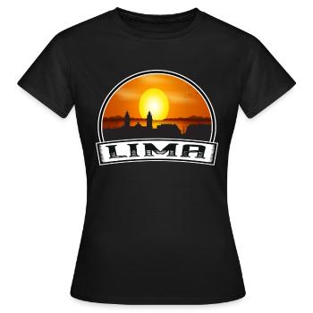 Lima Peru Skyline Vintage Sonnenuntergang Reise Souvenir - Frauen T-Shirt - Schwarz - Vorne - AI Model Female 172 dark (172cm)