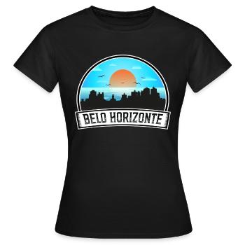 Belo Horizonte Brésil Skyline Vintage Sunset Trave - T-shirt Femme - noir - Devant - AI Model Female 172 dark (172cm)