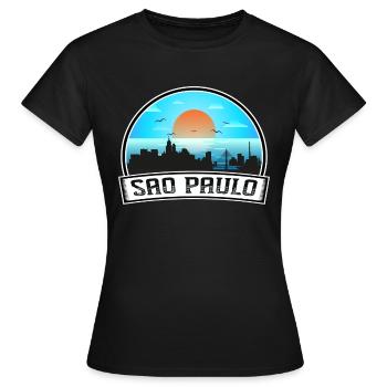 Sao Paulo Brésil Skyline Vintage Sunset Travel Sou - T-shirt Femme - noir - Devant - AI Model Female 172 dark (172cm)