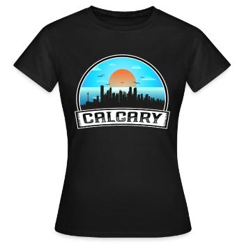 Calgary Canada Skyline Vintage Sunset Travel Souve - T-shirt Femme - noir - Devant - AI Model Female 172 dark (172cm)