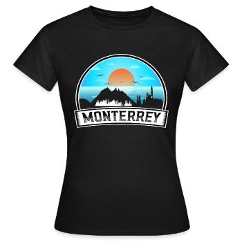 Monterrey Mexico Skyline Vintage Sunset Travel Sou - Women's T-Shirt - black - Front - AI Model Female 172 dark (172cm)