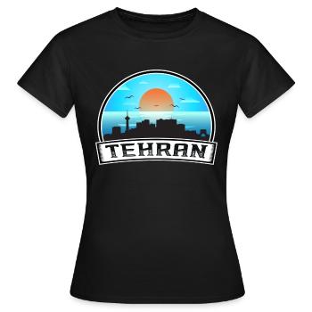 Teheran Iran Skyline Vintage Sonnenuntergang Reise Souvenir - Frauen T-Shirt - Schwarz - Vorne - AI Model Female 172 dark (172cm)