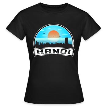 Hanoi Vietnam Skyline Vintage Sunset Travel Souven - T-shirt Femme - noir - Devant - AI Model Female 172 dark (172cm)