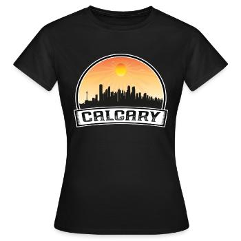 Calgary Kanada Skyline Vintage Sonnenuntergang Reise Souve - Frauen T-Shirt - Schwarz - Vorne - AI Model Female 172 dark (172cm)