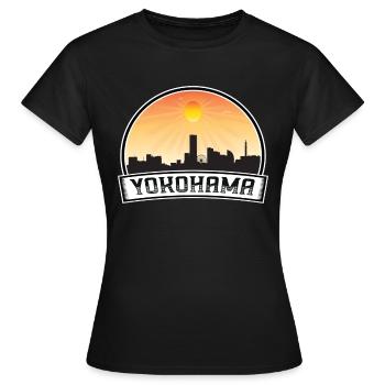 Yokohama Japon Skyline Vintage Sunset Travel Souve - T-shirt Femme - noir - Devant - AI Model Female 172 dark (172cm)