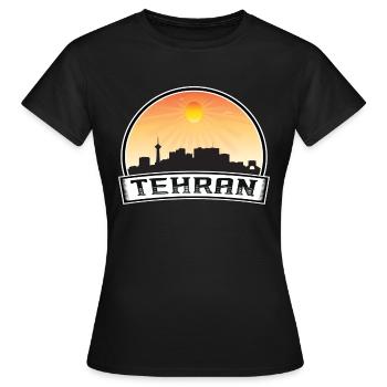 Teheran Iran Skyline Vintage Sonnenuntergang Reise Souvenir - Frauen T-Shirt - Schwarz - Vorne - AI Model Female 172 dark (172cm)