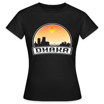 Dhaka Bangladesh Skyline Vintage Sunset Travel Sou - Women's T-Shirt - black - Front - AI Model Female 172 dark (172cm)