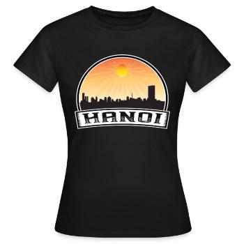 Hanoi Vietnam Skyline Vintage Sunset Travel Souven - T-shirt Femme - noir - Devant - AI Model Female 172 dark (172cm)